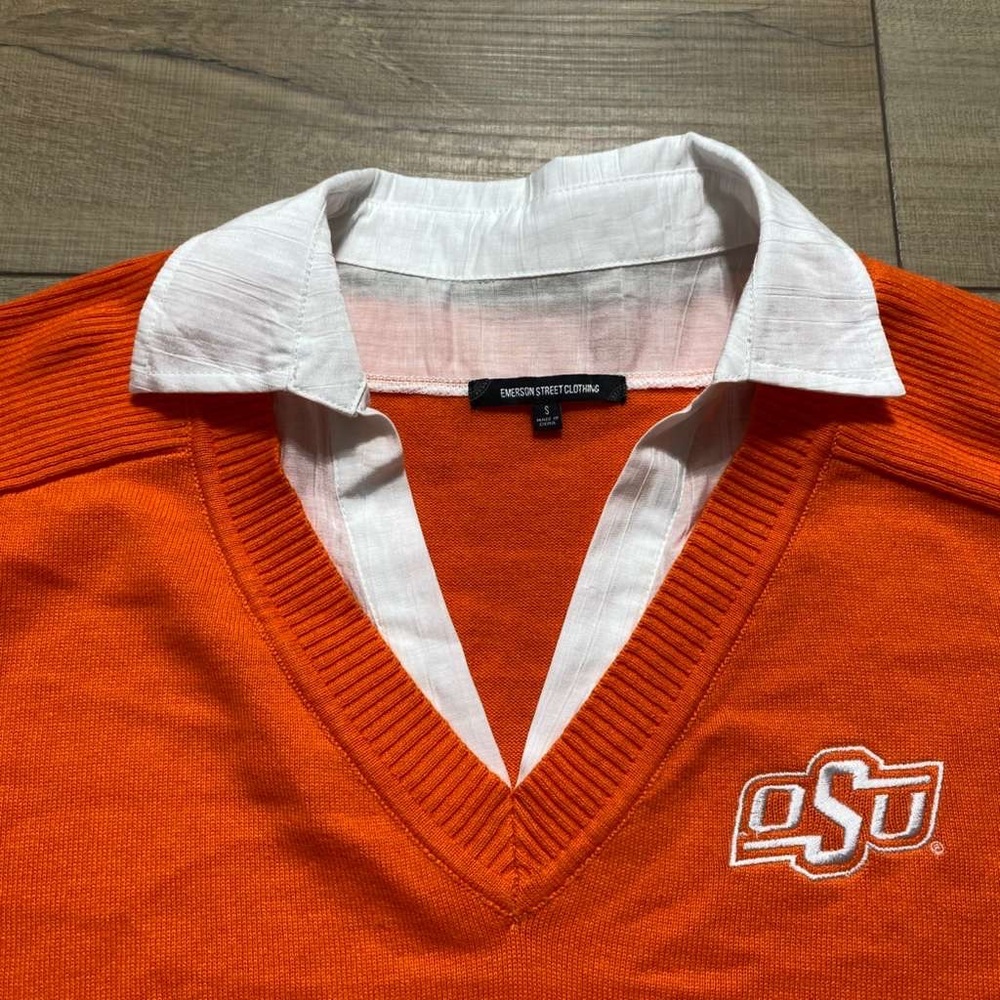 Emerson Street‎ Clothing Womens OSU Cowboys Built In Short Sweater Small Orange - Picture 8 of 8
